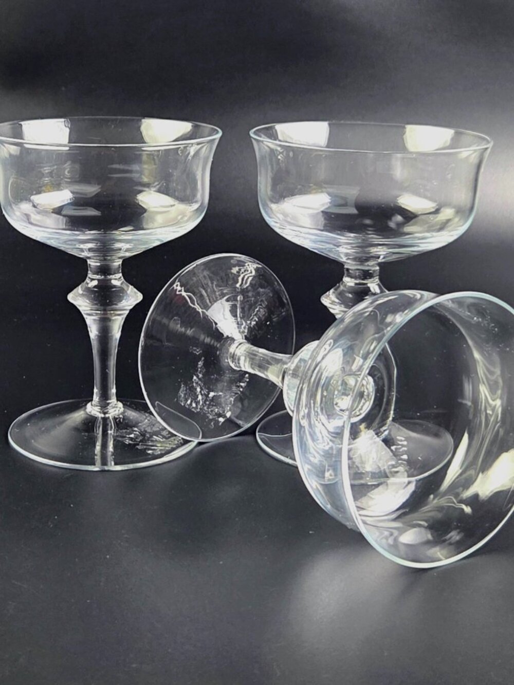 Vintage Denby Aurora Clear Champagne/Tall Sherbet Glasses – Set of 3